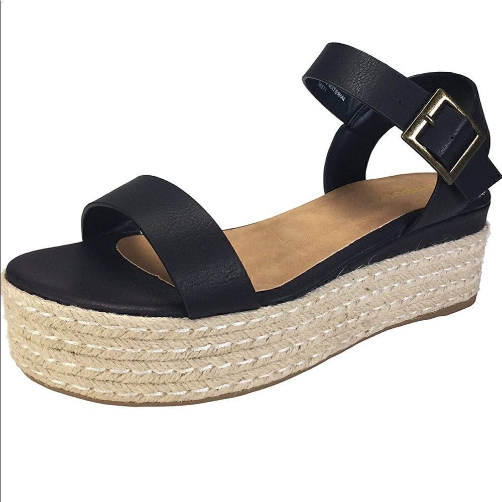 Bamboo “Infinity” Espadrille Black Sandals NEW